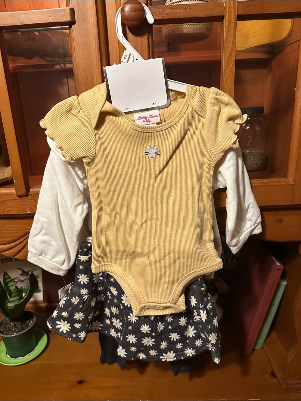 NWT Little Lass Baby Yellow and White Set